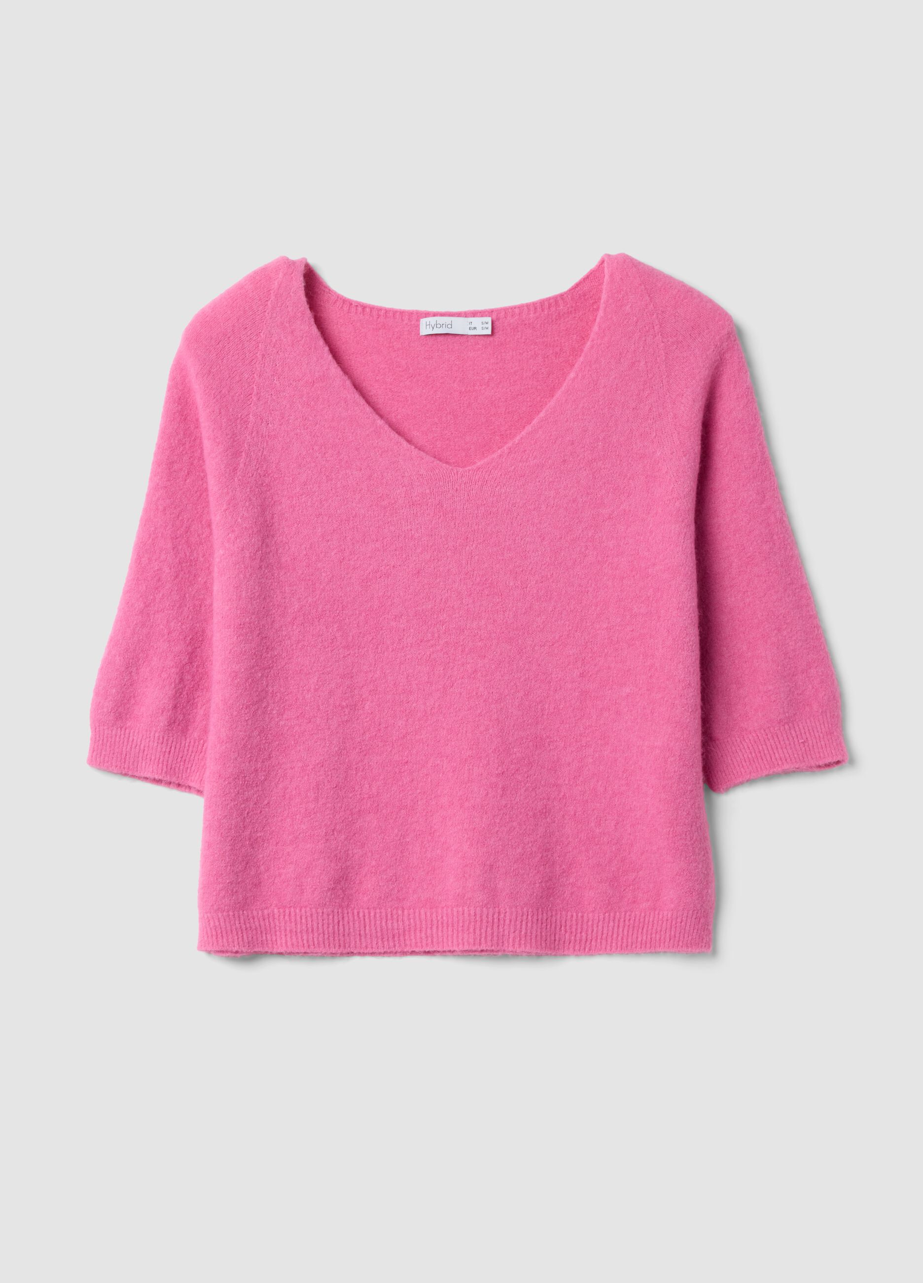 Pink V-neck regular-fit jumper