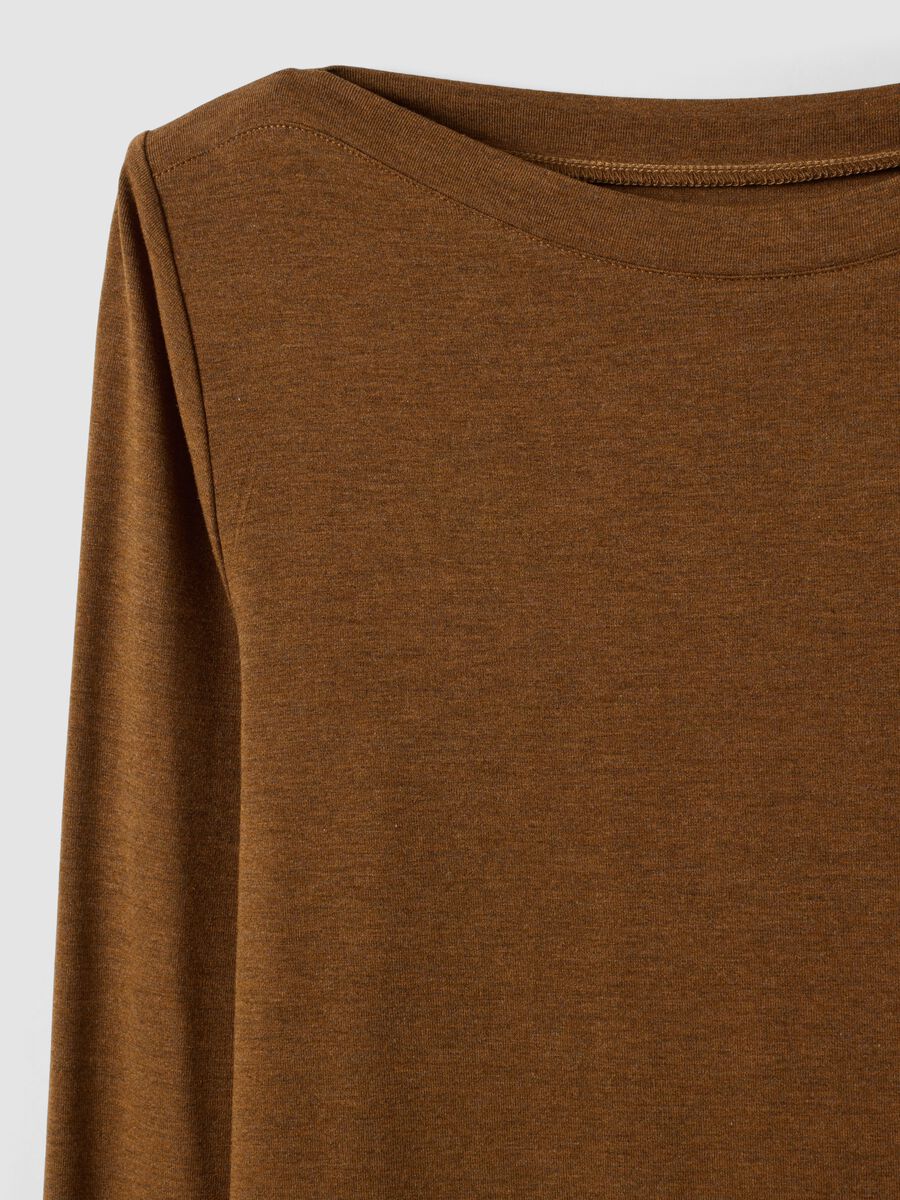 Brown slim-fit stretch viscose T-shirt_6