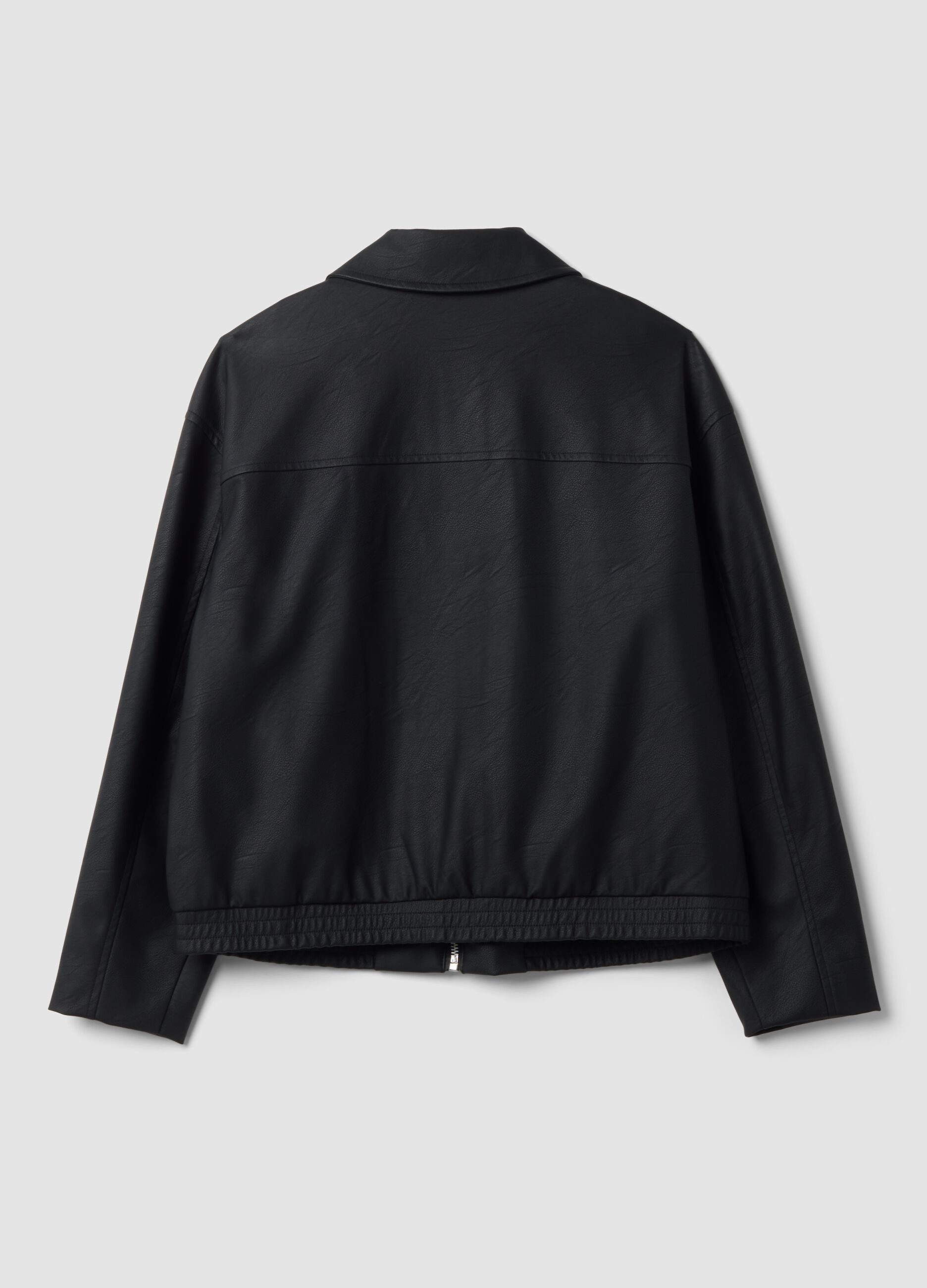 Black regular-fit jacket with zip and collar