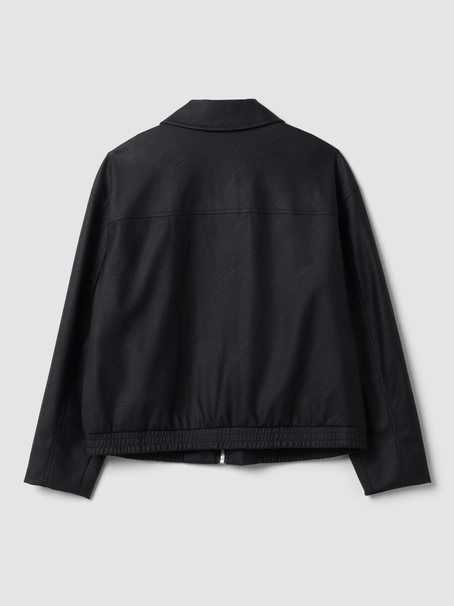 Black regular-fit jacket with zip and collar_2