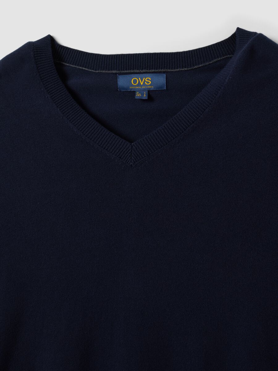 Blue viscose-blend V-neck jumper, regular fit_5