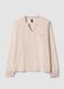 Pink stretch-fabric V-neck top_0