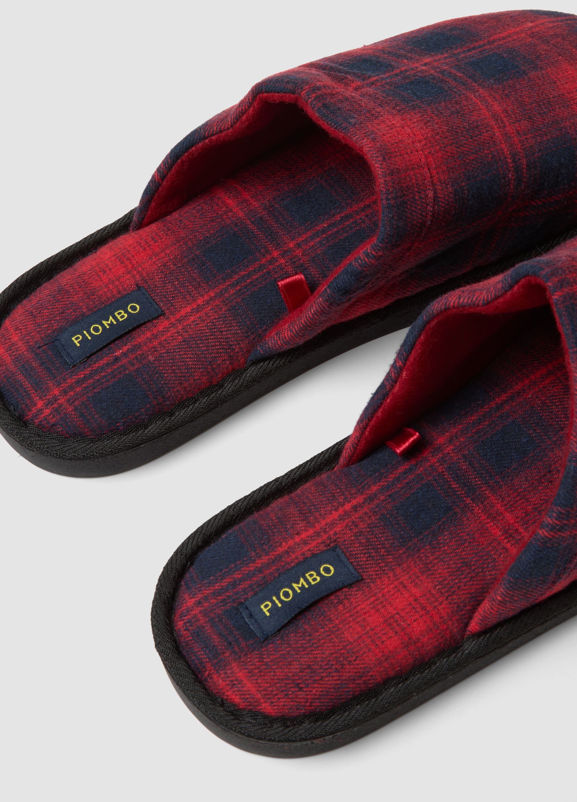 Red and Black Checked Slippers