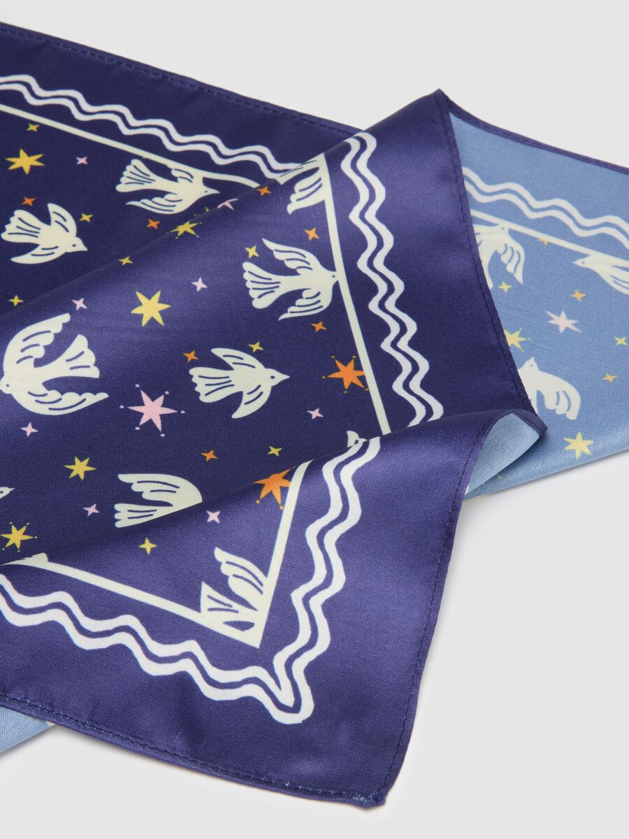 Multicolour regular-fit scarf with bird pattern_2