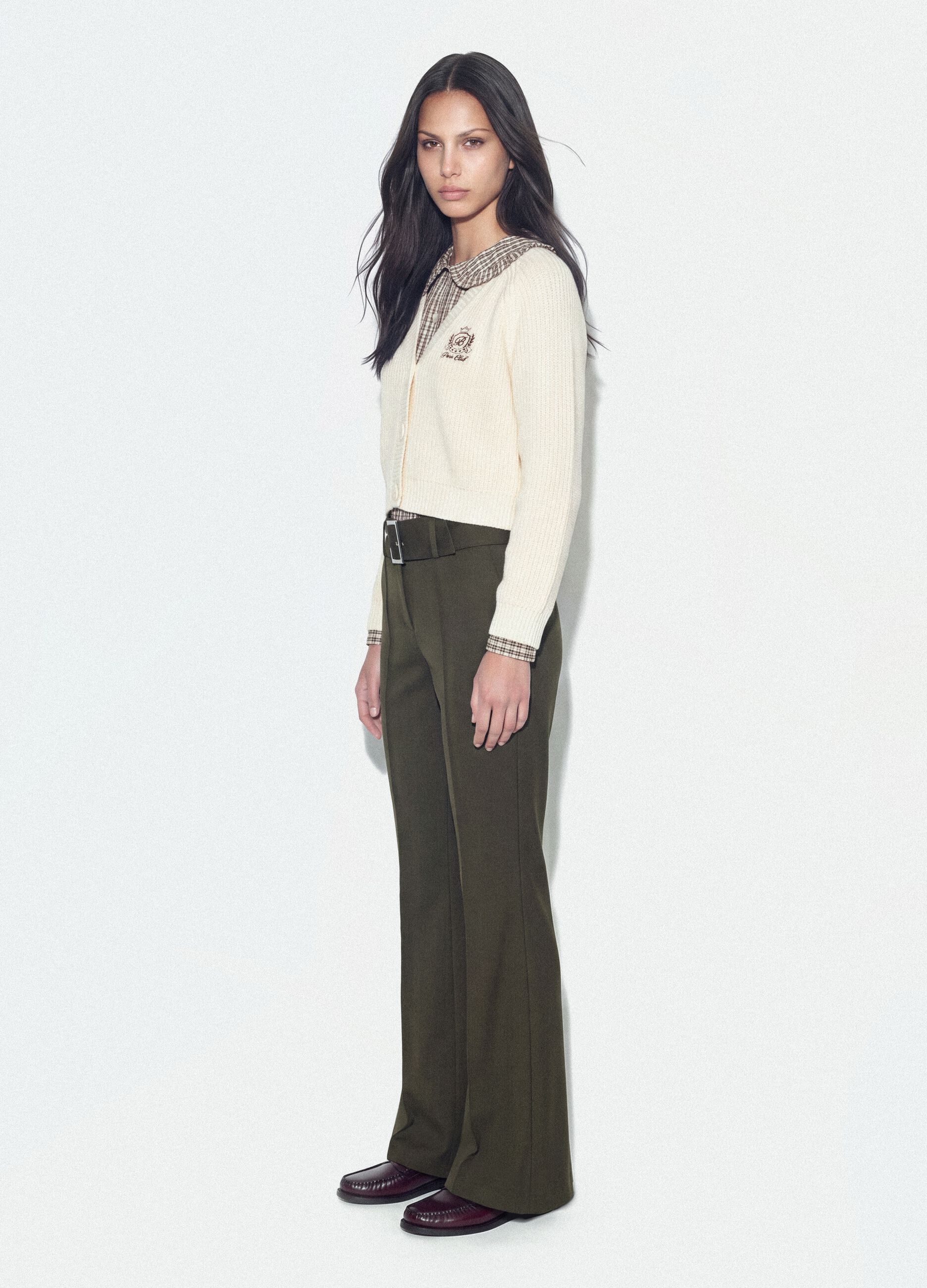 Pantaloni verdi in viscosa elasticizzata slim fit