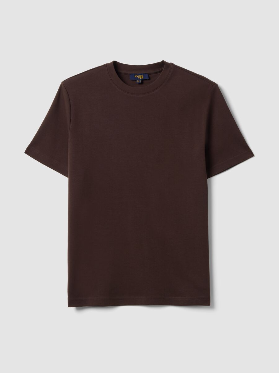 تي شيرت The Iconic Tee بني من قطن خالص بأكمام قصيرة وقصّة Regular_4