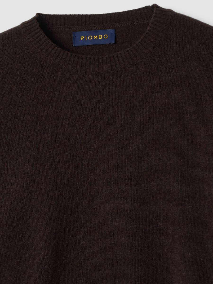 Brown pure wool crew-neck jumper, regular fit_1