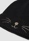 Black stretch fabric beanie with ears_3