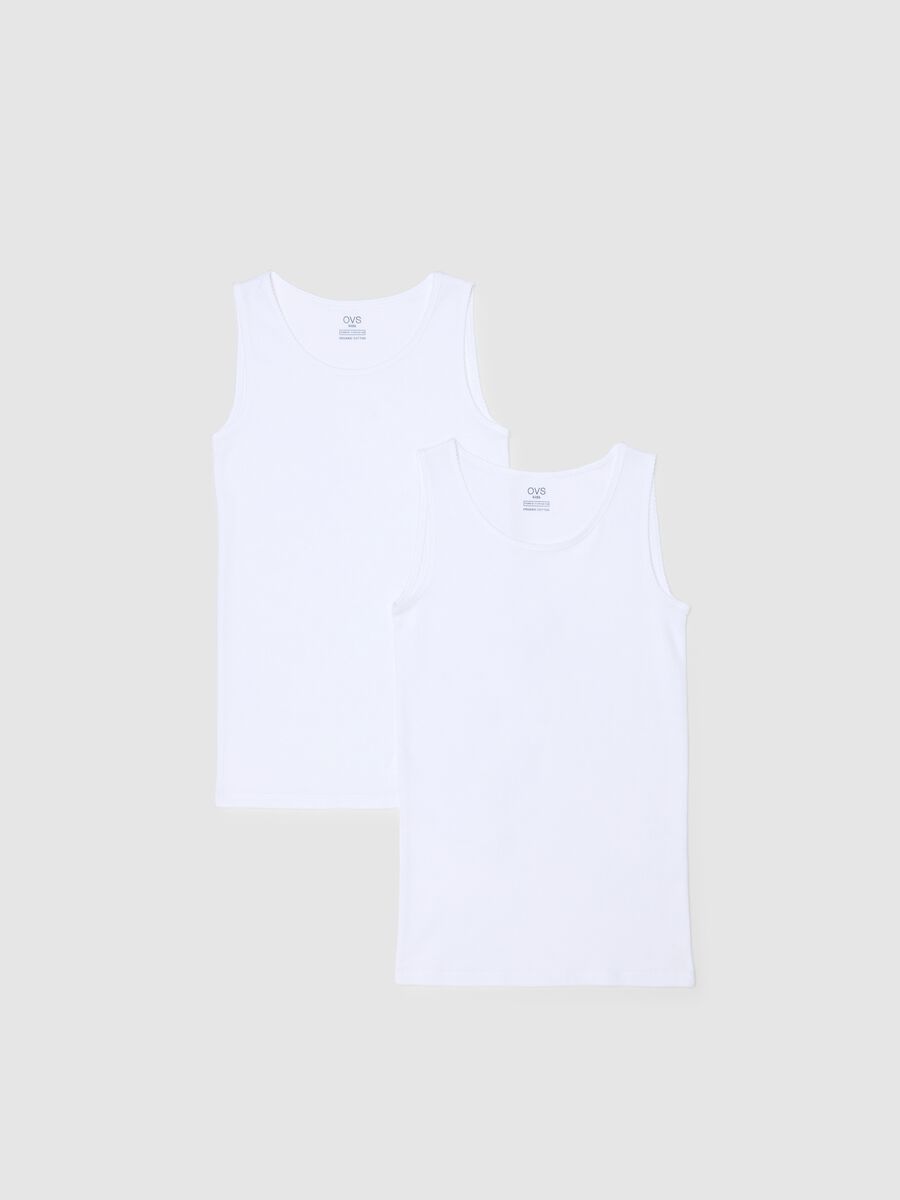 Girls' White Sleeveless T-Shirt Twin Pack in Pure Cotton Regular Fit_0