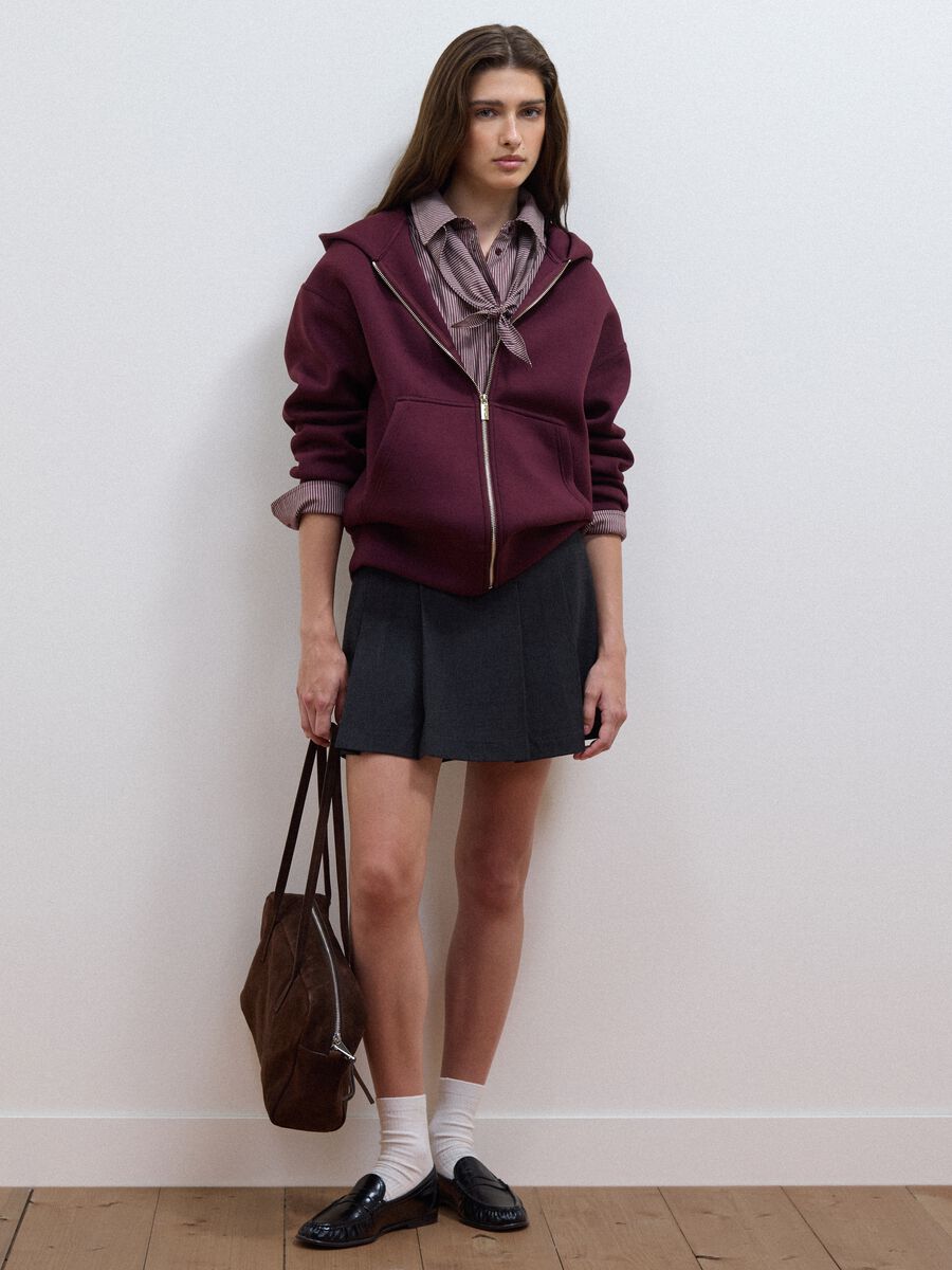 Burgundy stretch viscose full-zip sweatshirt, oversized fit_2