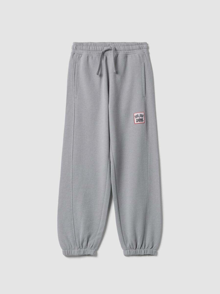 Grey pure cotton joggers with elasticated cuffs_0