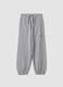 Pantaloni jogger grigi in puro cotone con fondo elastico_0