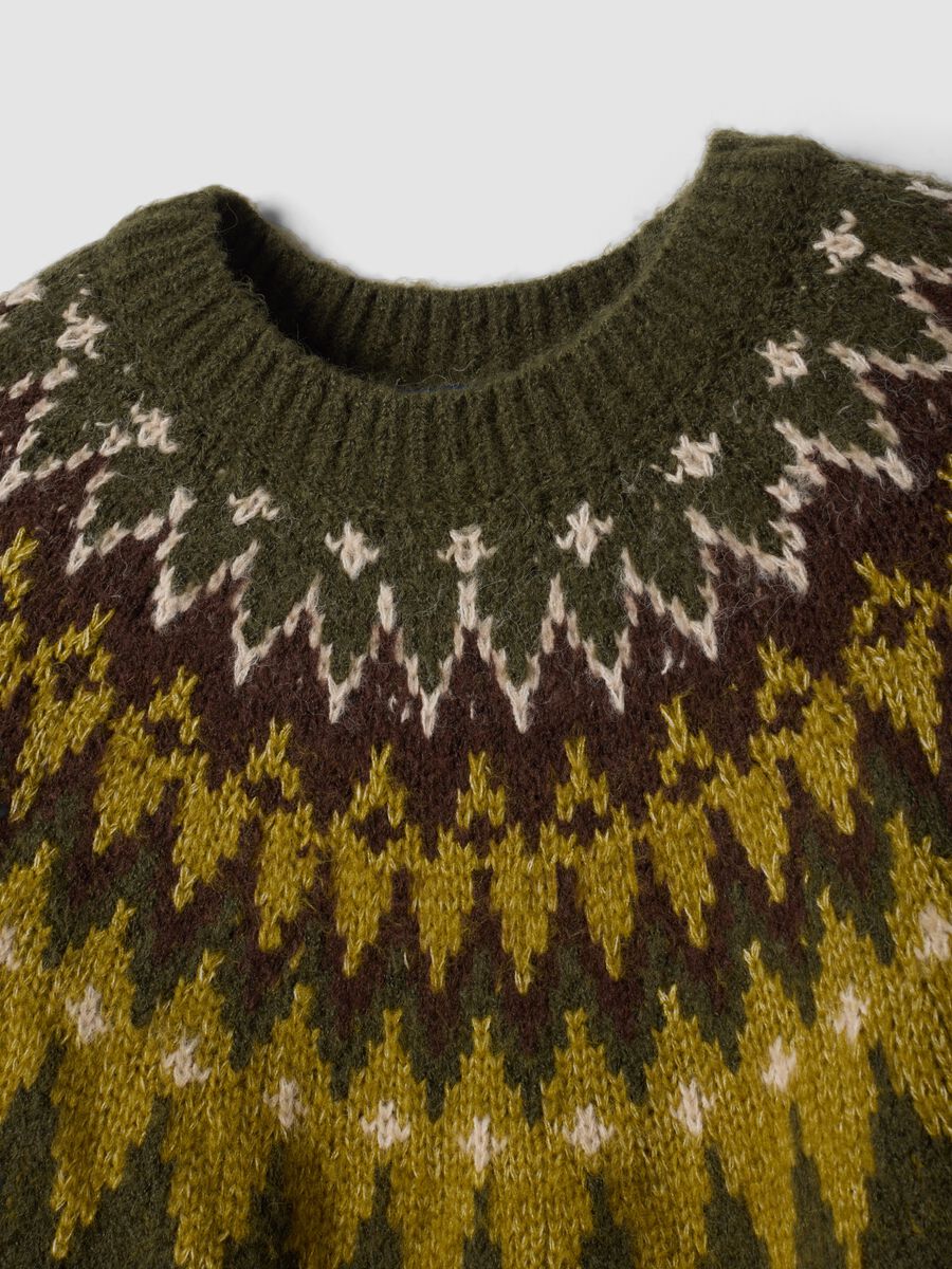 Maglia verde jacquard girocollo_5