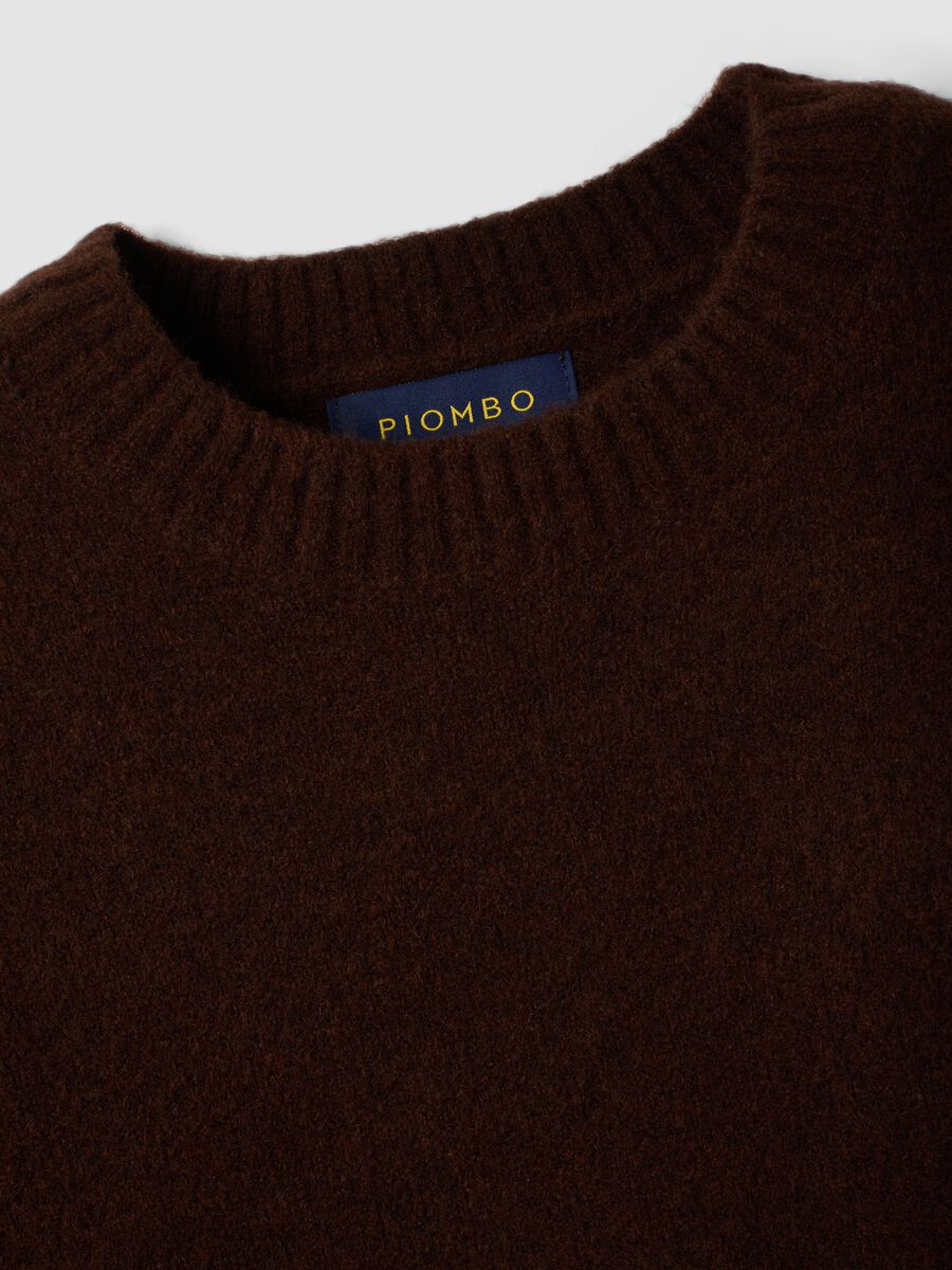 Dark brown crew-neck stretch wool jumper_6