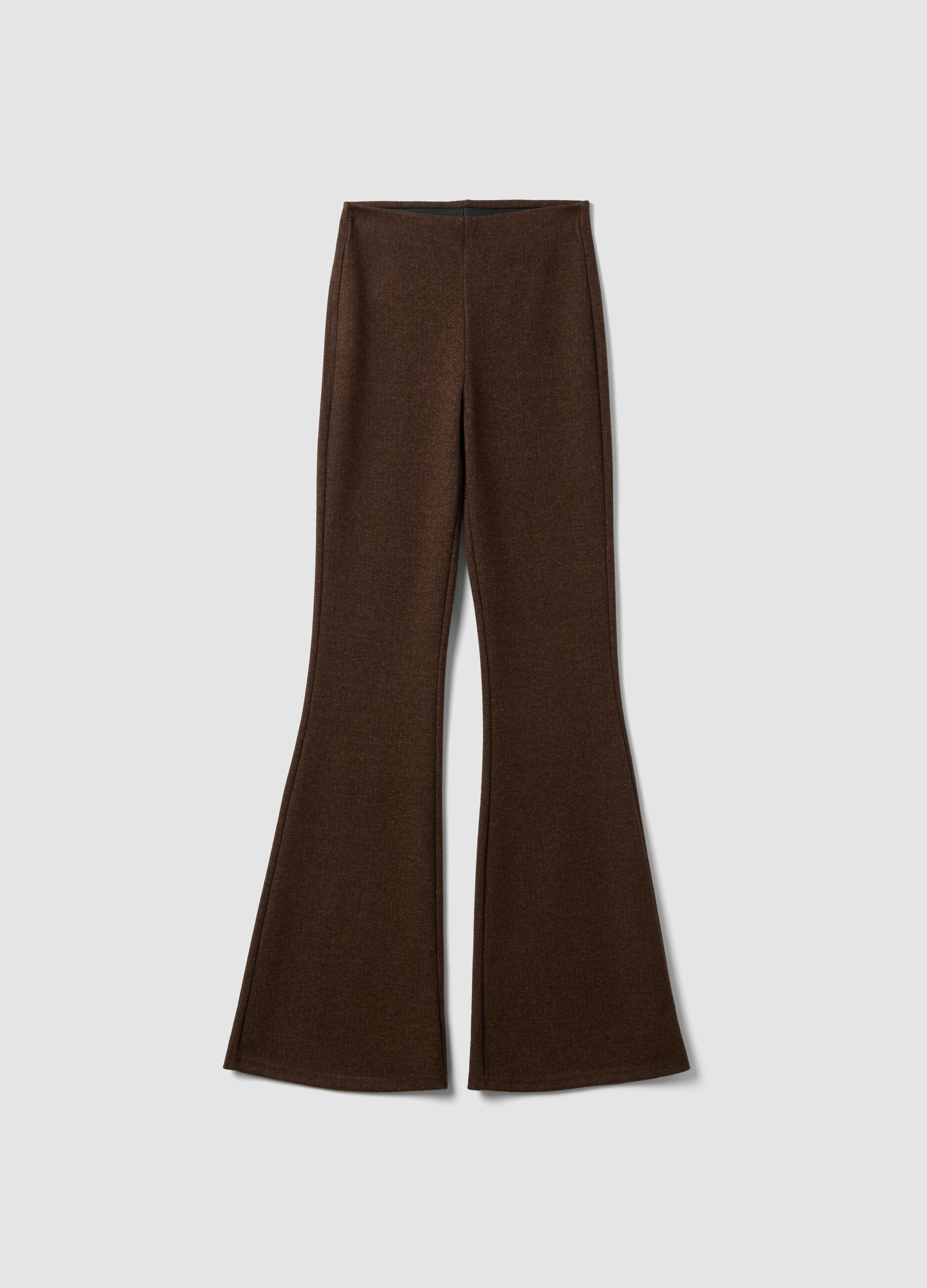 Brown flared trousers in stretch viscose