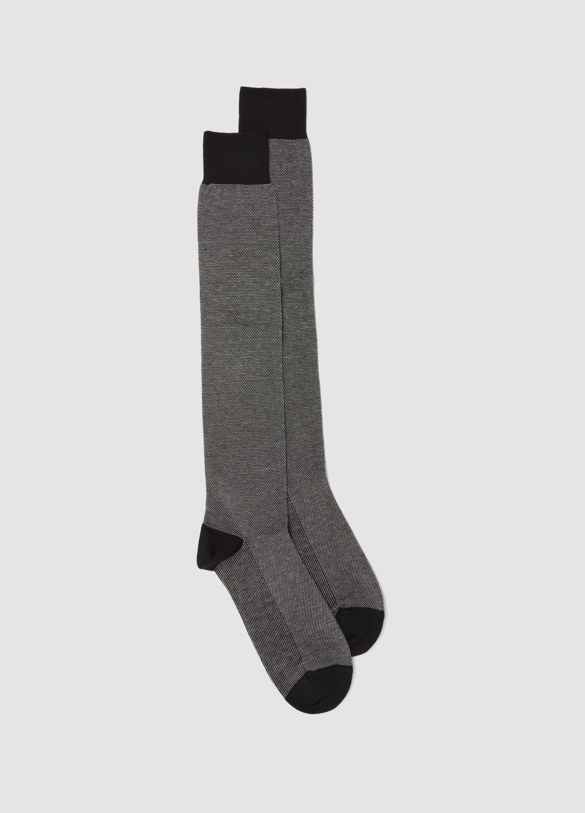 Black long socks in stretch cotton