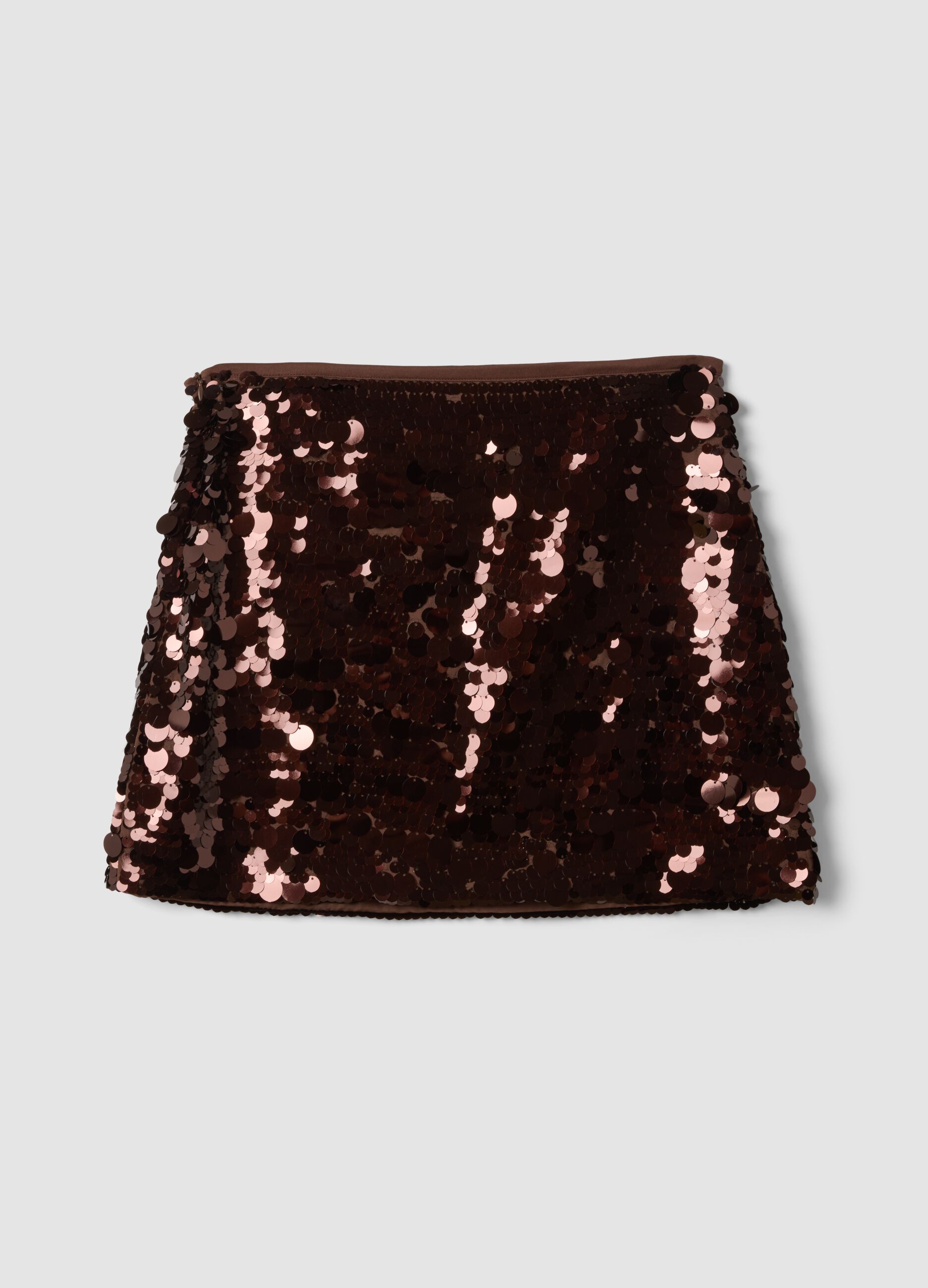 Brown sequin skirt with elasticated waistband