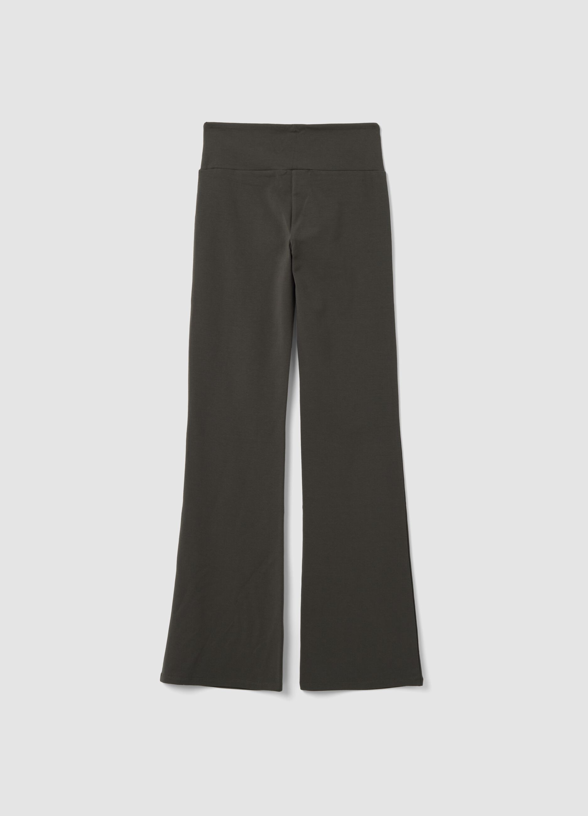 Grey stretch cotton flared trousers