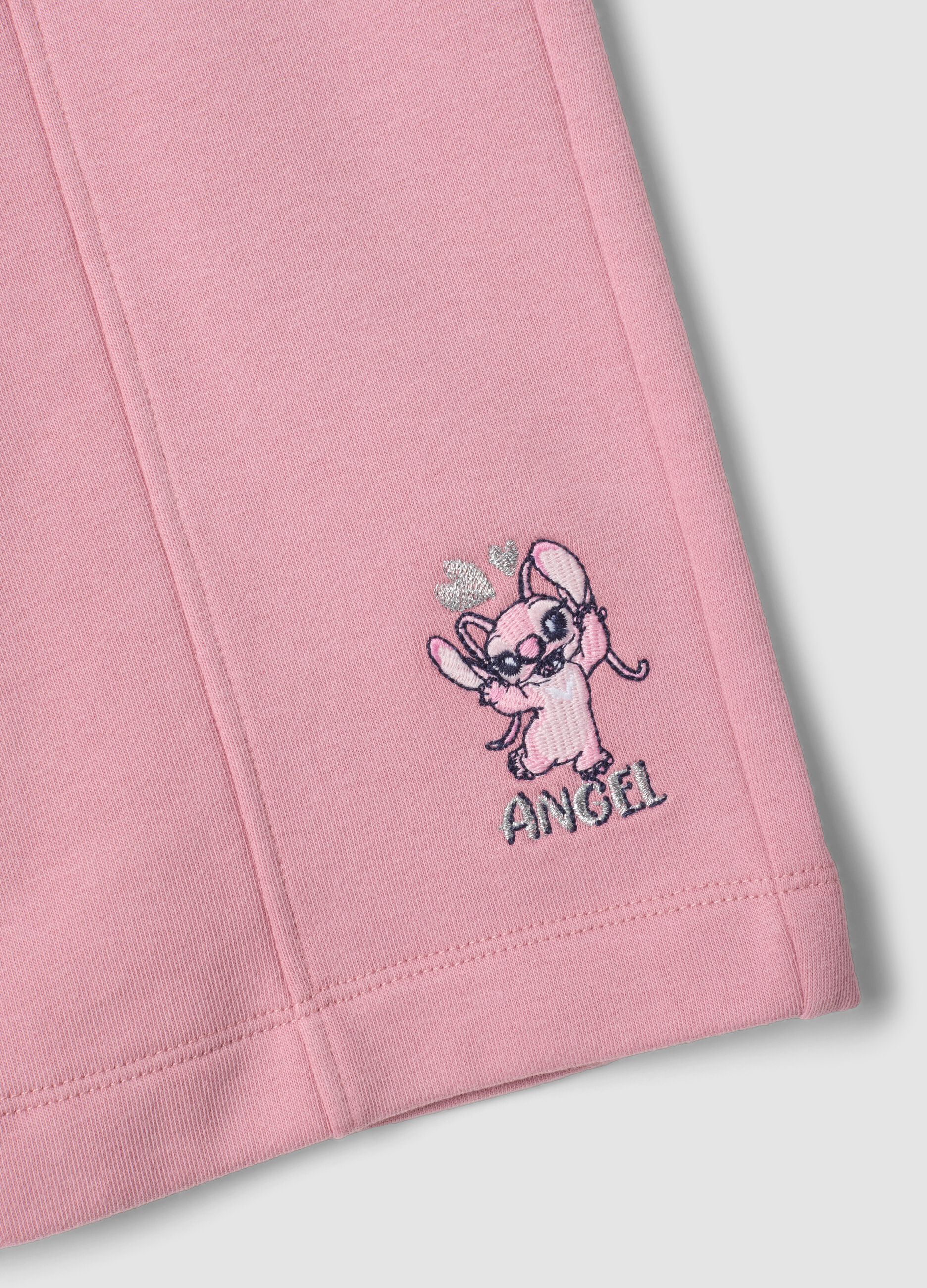Pink cotton-blend cargo trousers with Lilo & Stitch theme