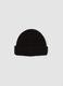 Black ribbed knit beanie with turn-up cuff_1