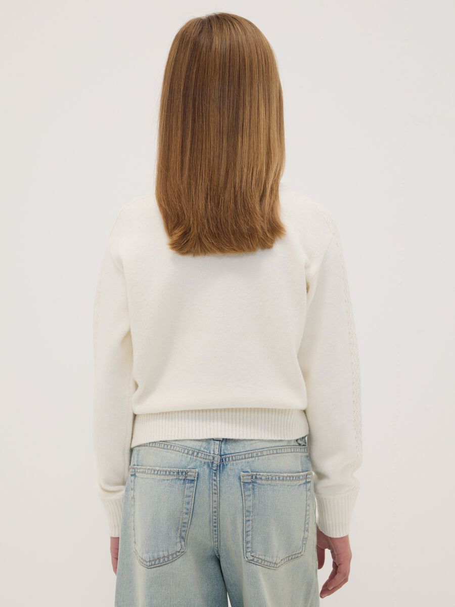 White crew-neck jumper in stretch wool blend_2