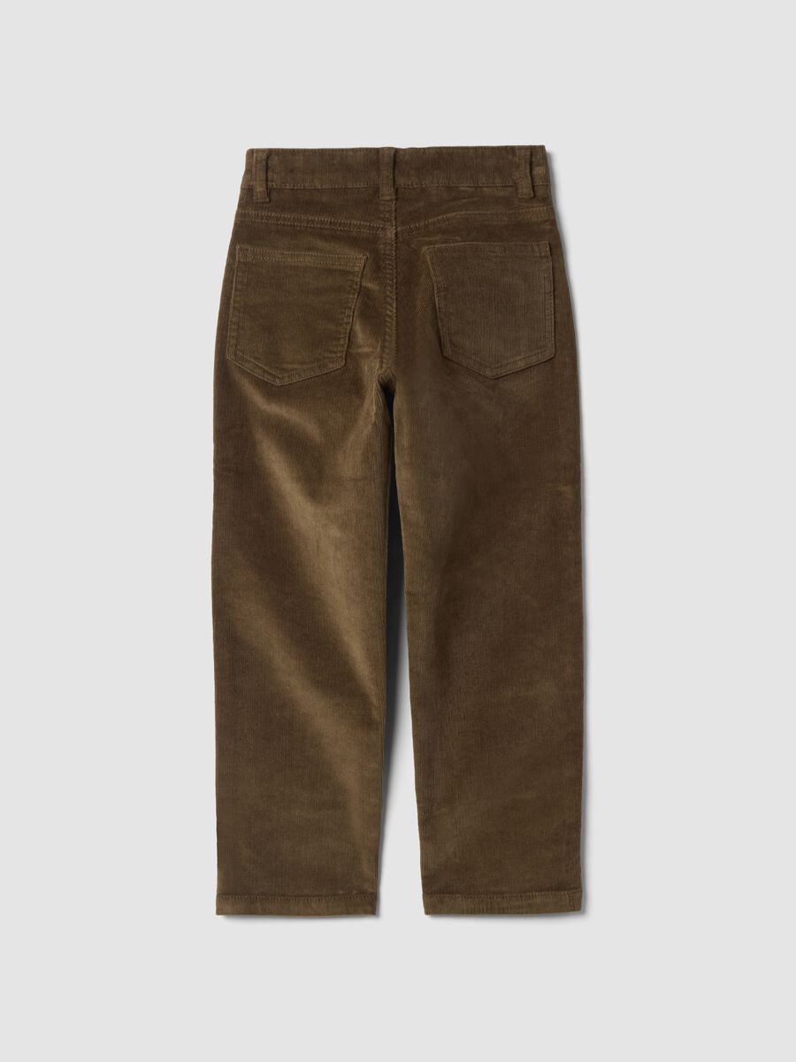 Brown ribbed stretch cotton trousers_1
