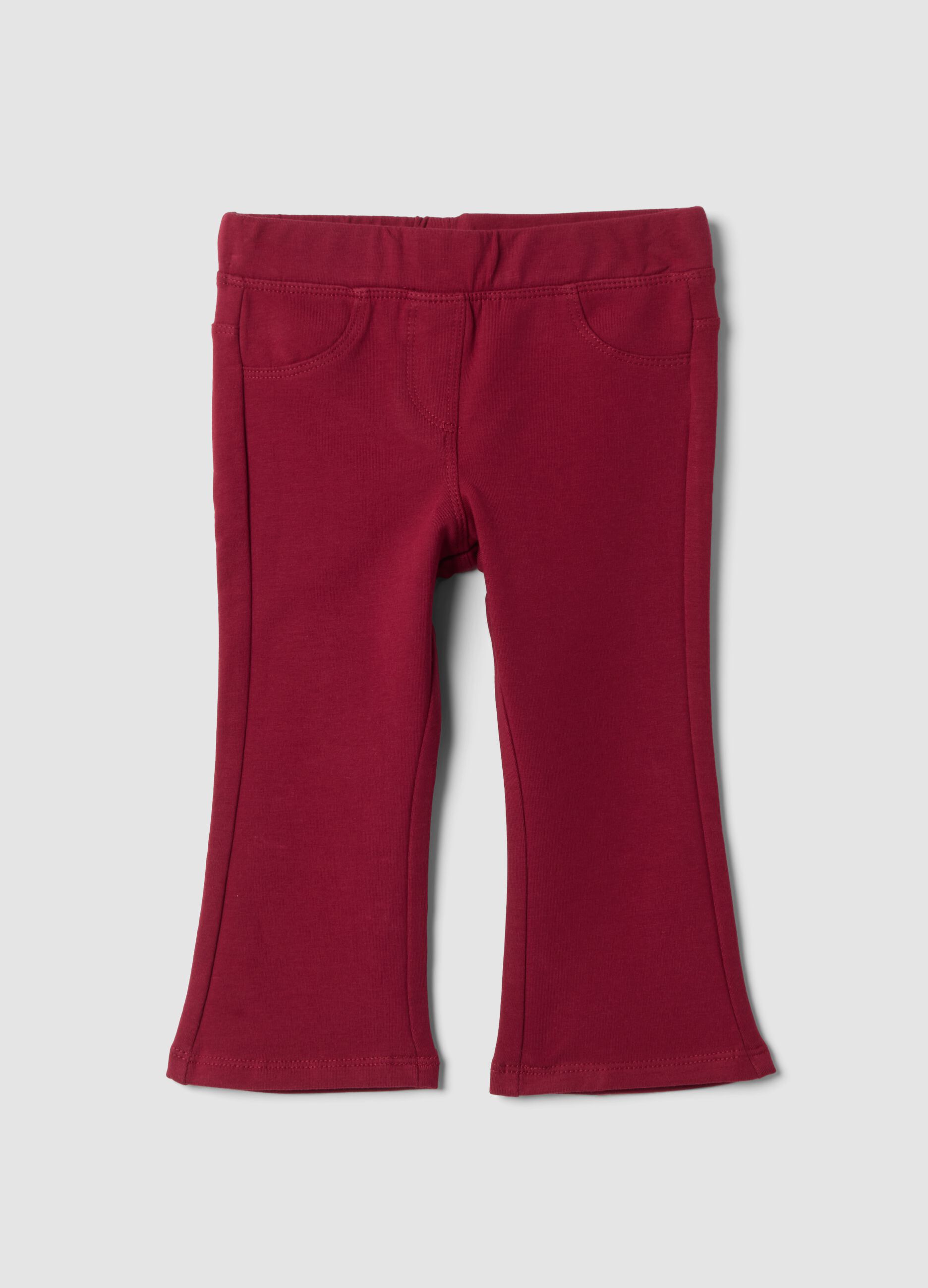 Red organic stretch cotton treggings