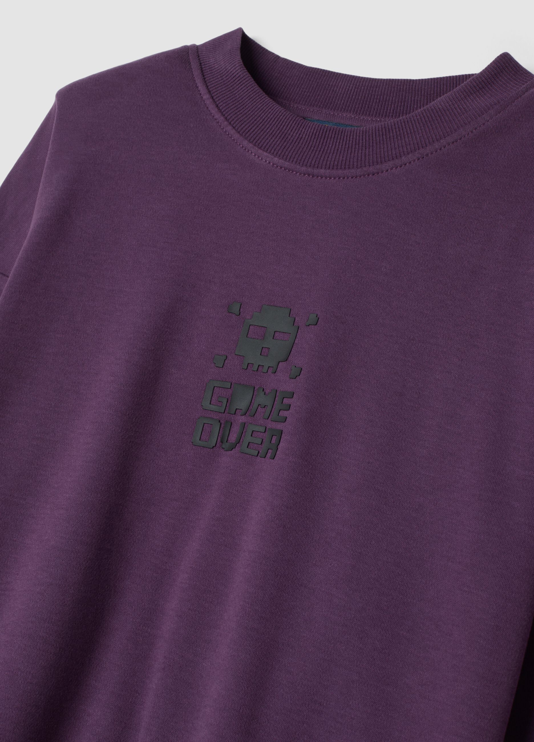 Pigiama blu e viola in puro cotone organico con girocollo