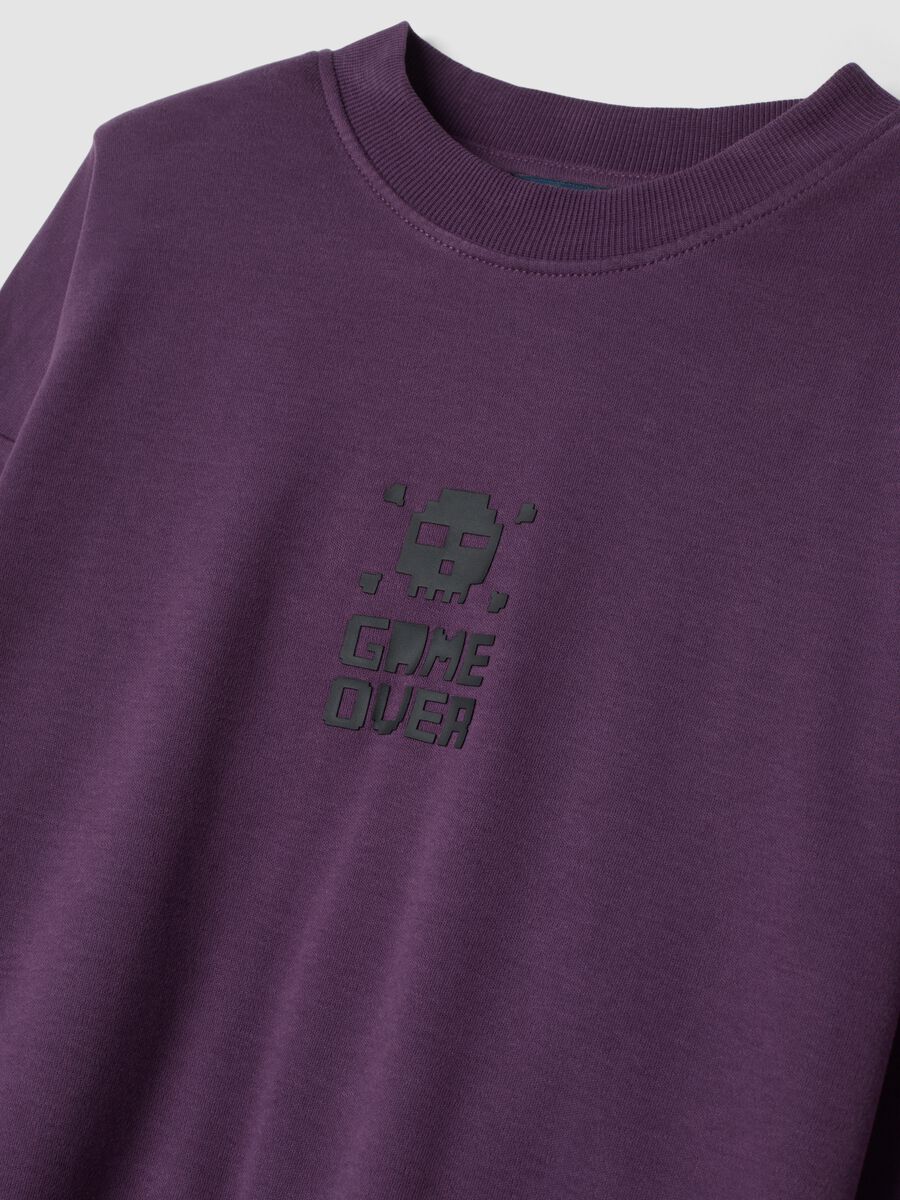 Blue and purple organic cotton pyjamas with crew neck_3