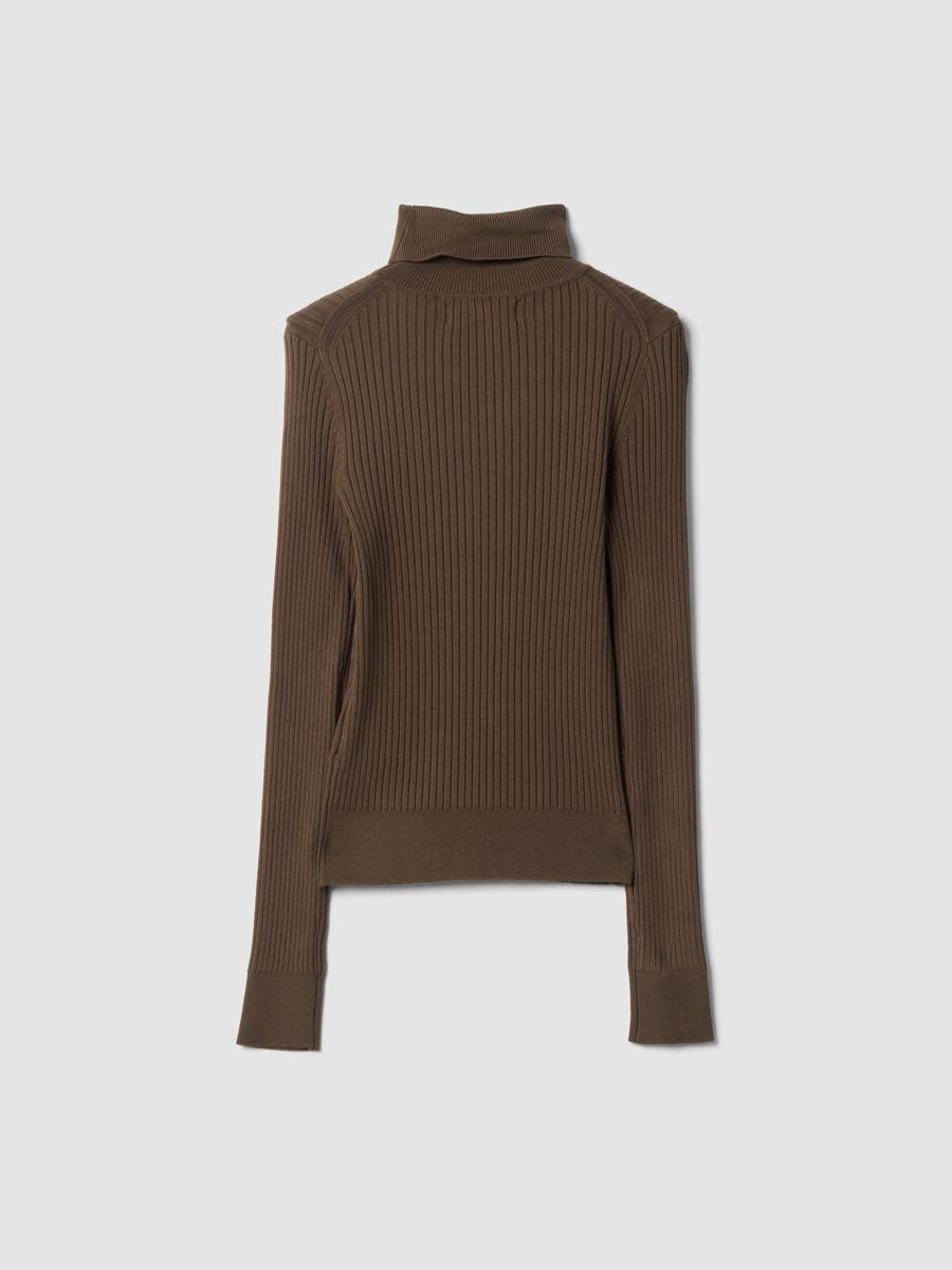 Brown ribbed viscose-blend turtleneck jumper_2