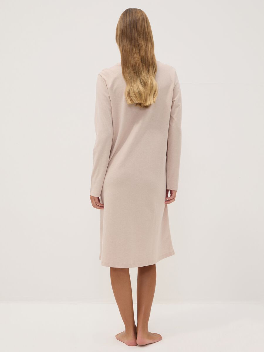 Beige organic cotton-blend jersey nightdress with crew neck_3