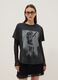 تيشيرت أسود من القطن الخالص بقصة عادية واسعة_1