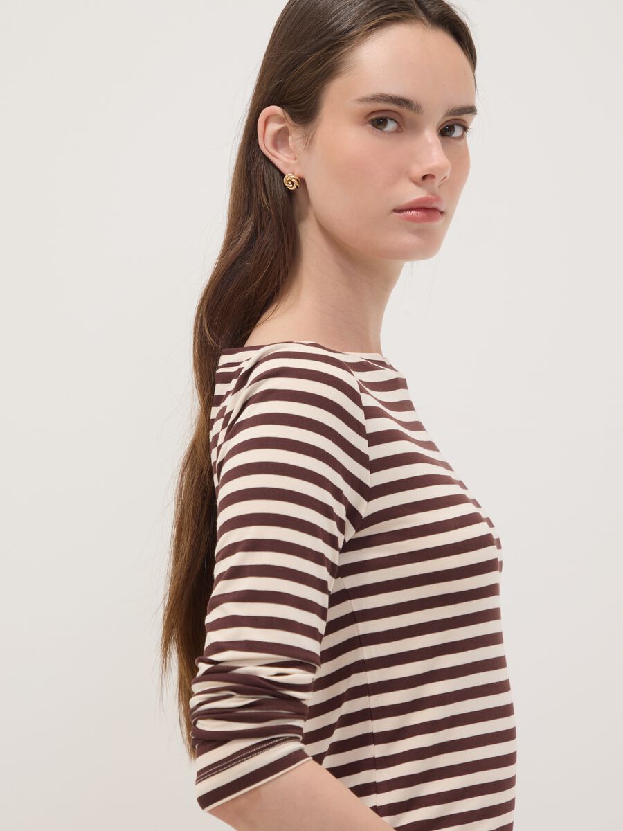 Multicolour striped slim-fit stretch viscose T-shirt_0