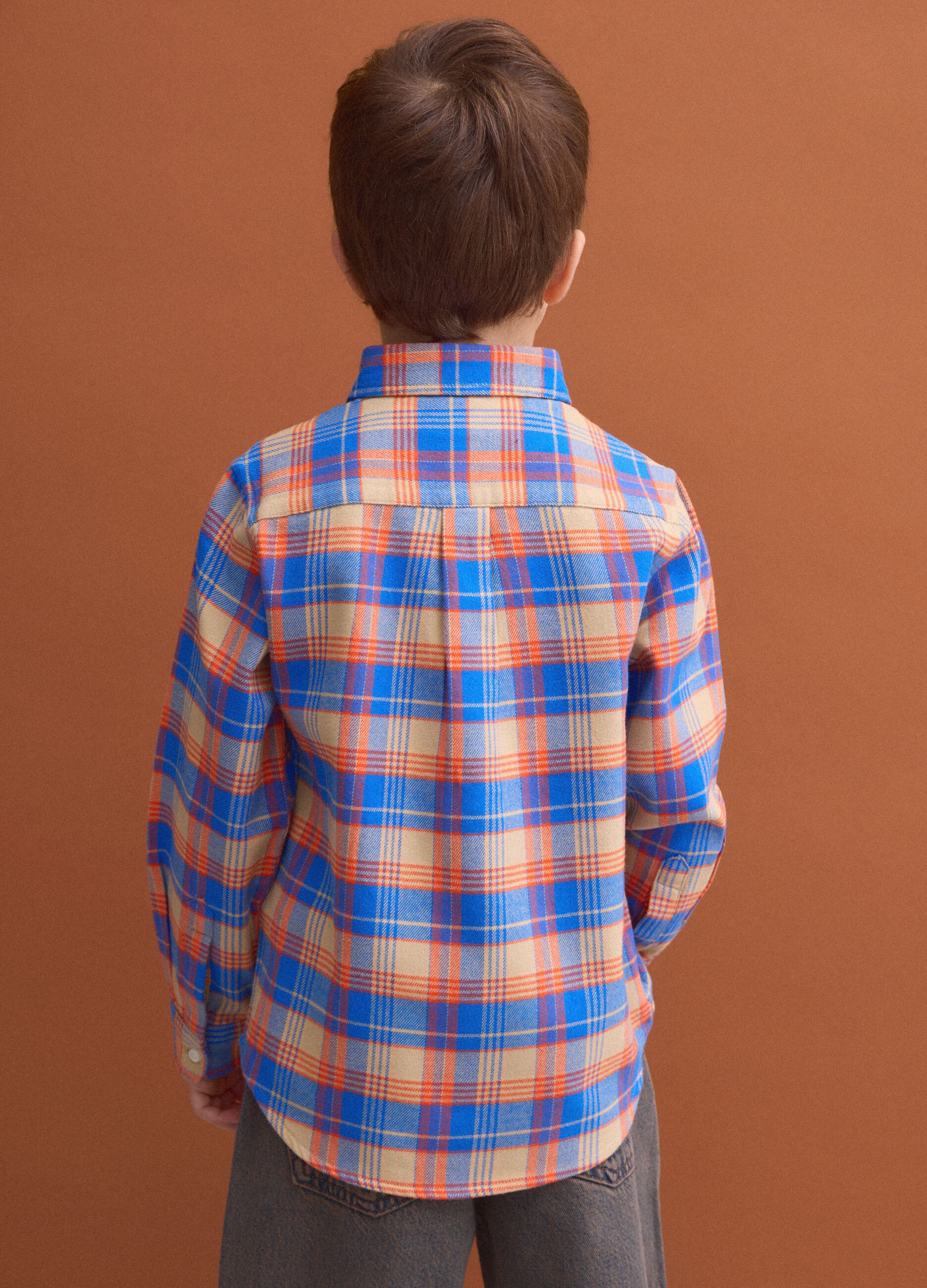 Multicolour pure cotton checked Oxford shirt, regular fit