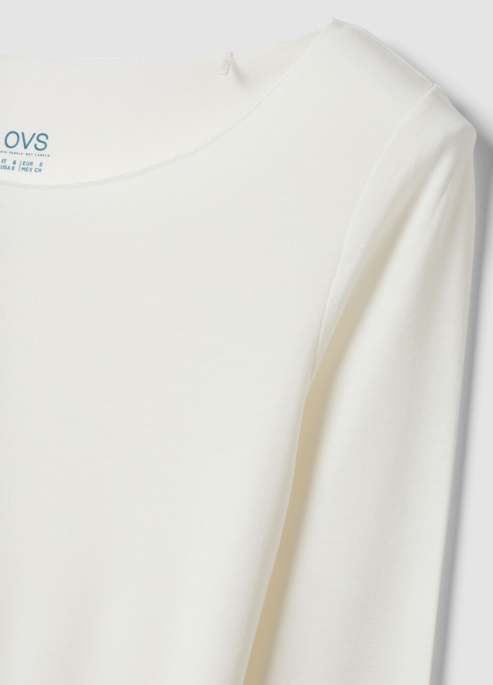 White stretch modal crew-neck T-shirt, regular fit