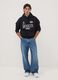Black cotton-blend hoodie with Brooklyn Nets print_1