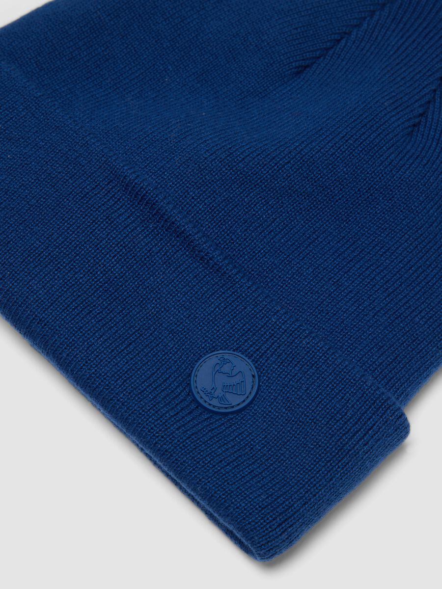 Blue cotton-blend jersey knit beanie_1