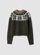 Brown wool-blend jumper with jacquard mock neck_0