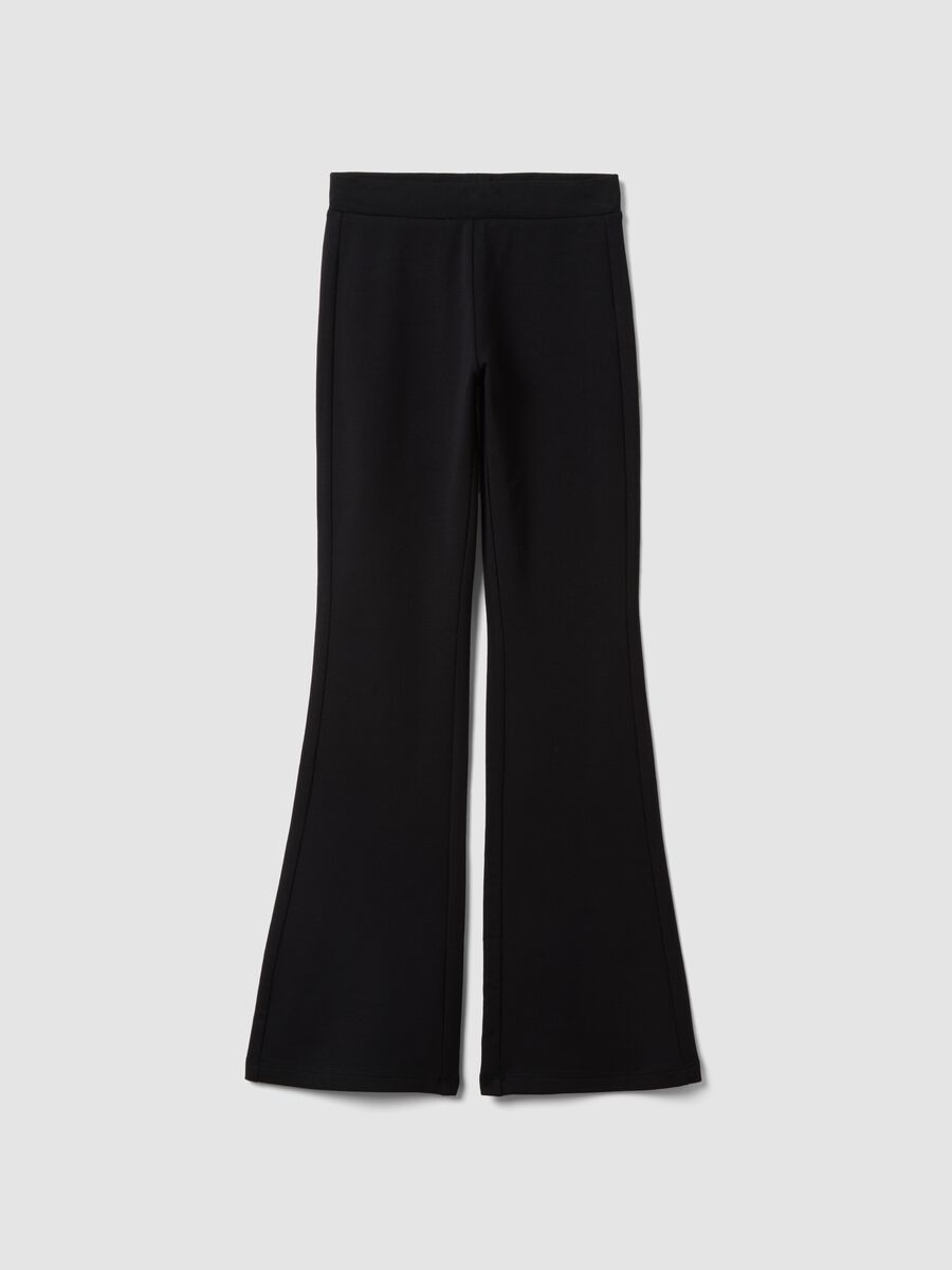 Black flared leggings in stretch cotton_0