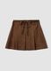 Brown stretch-fabric skirt with belt_0