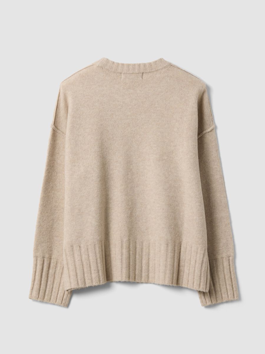 Beige crew-neck jumper in stretch fabric_6