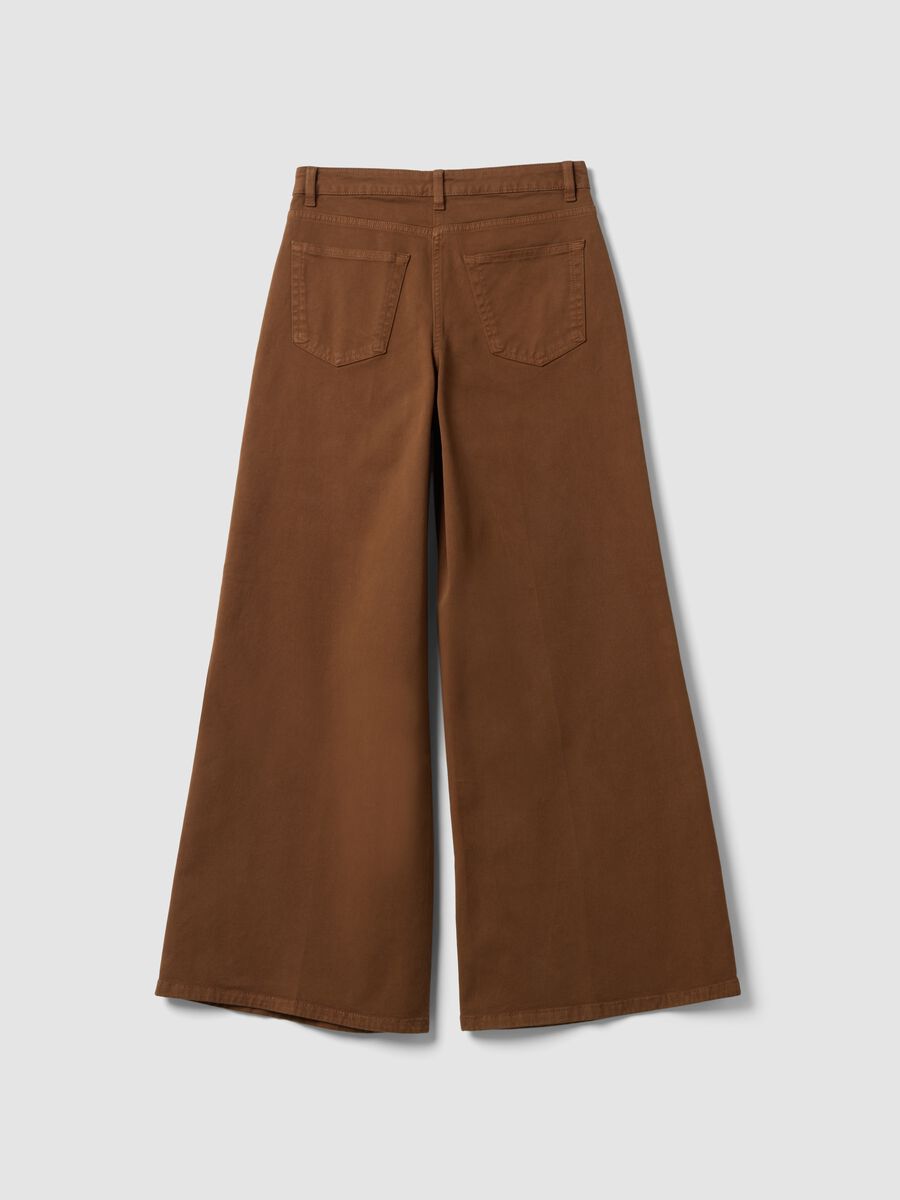 Brown wide-leg stretch cotton trousers_7