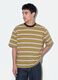 T-shirt marrone a righe in puro cotone boxy fit_0