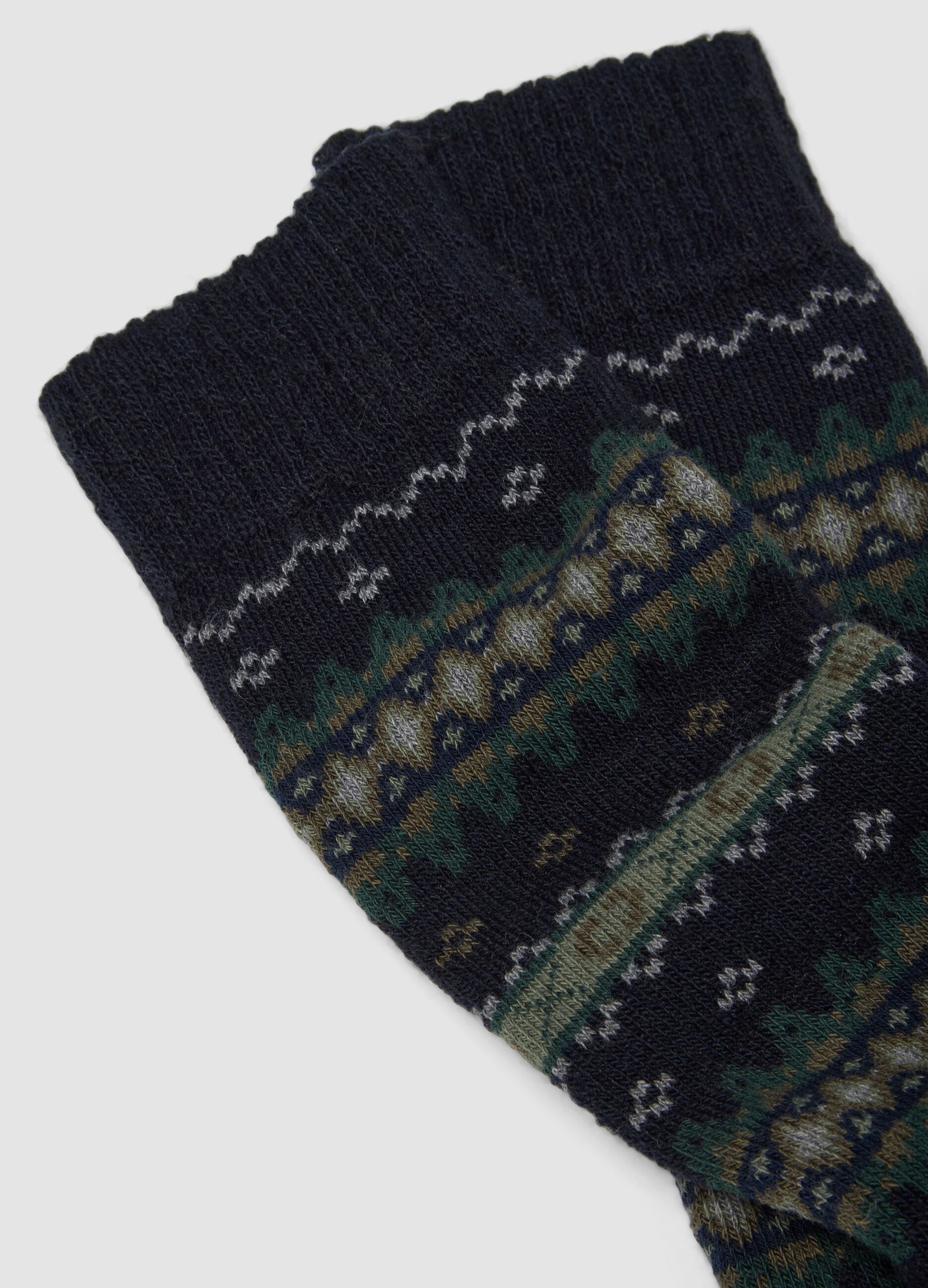 Blue knee-high socks in cotton and stretch wool