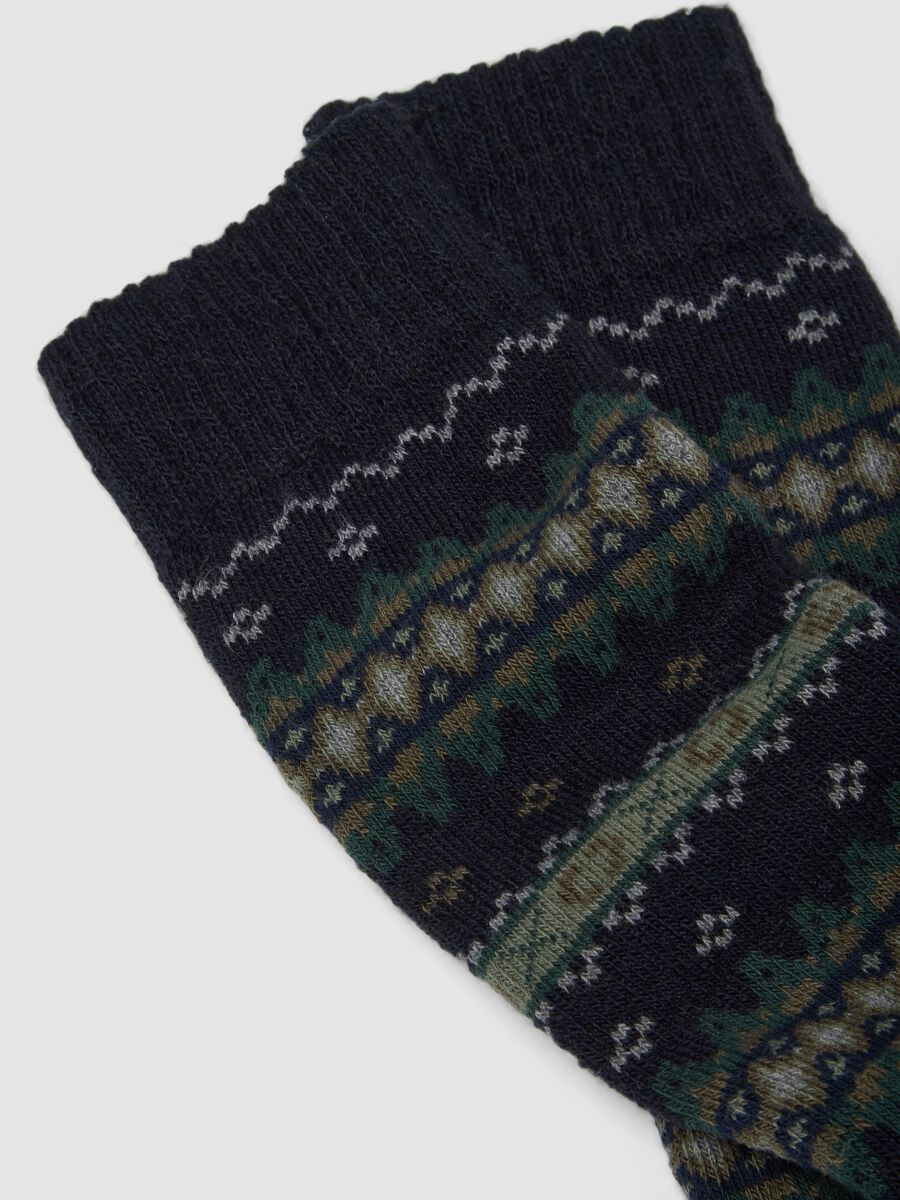 Blue knee-high socks in cotton and stretch wool_2