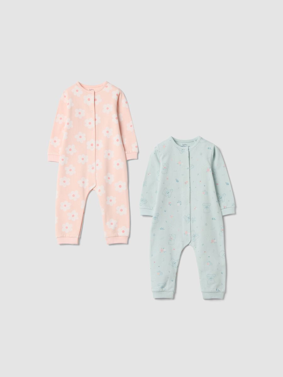 2-pack of multicolour organic cotton babygrows with floral print_0