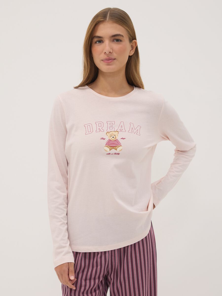 Mauve purple organic cotton crew-neck pyjamas_1