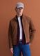 Brown genuine leather jacket with zip, regular fit_0