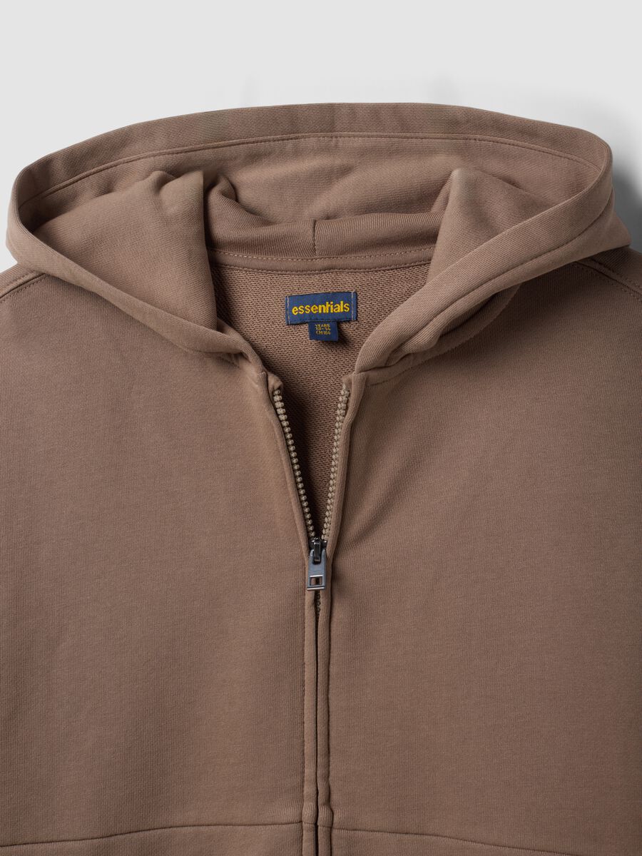 Beige organic cotton zip-up hoodie for boys, relaxed fit_6