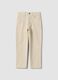 Beige ribbed stretch cotton trousers_0